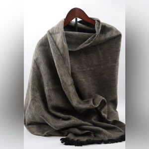 Handcrafted Alpaca Wool Striped Brown Scarves/Shawl